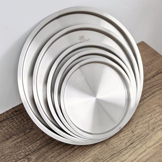 18/10不锈钢圆形通用盖子盆盖盘盖保鲜盖平盖碗盖子加厚锅盖16-28