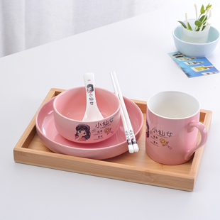 家庭分餐餐具套装陶瓷亲子碗碟专人专用区分家用一家人碗筷喝水杯