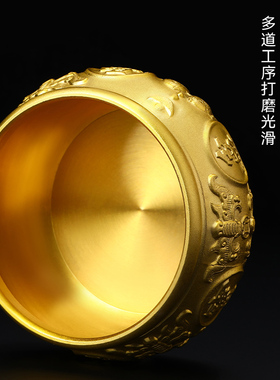 精选实心纯黄铜聚宝盆铜摆饰中式客厅家居办公室店铺存钱罐米缸全