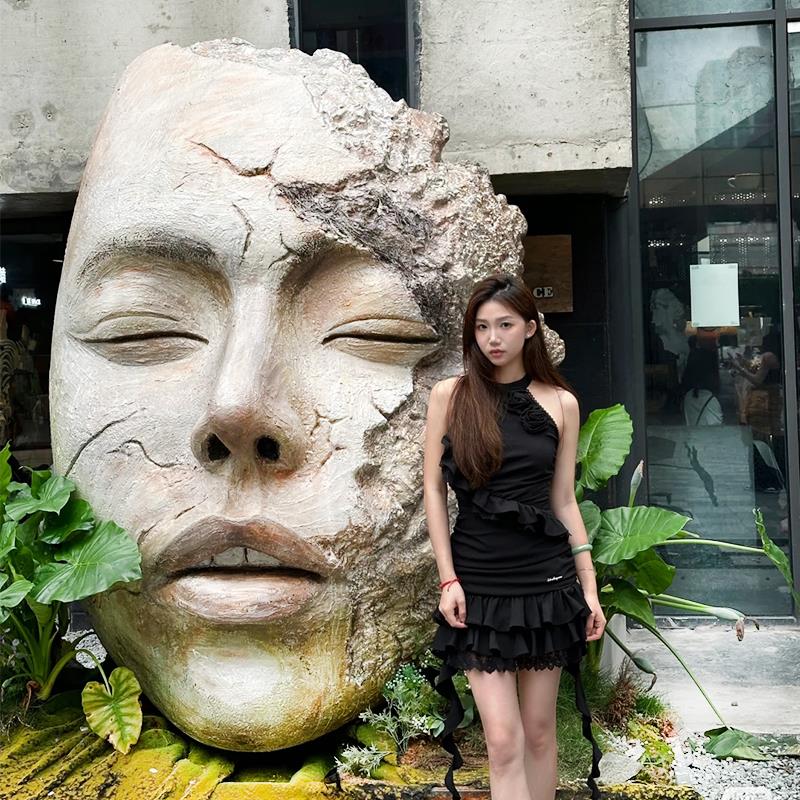 欧式人物咖啡奶茶酒吧KTV商场门头背景墙壁饰雕塑落地装饰摆件