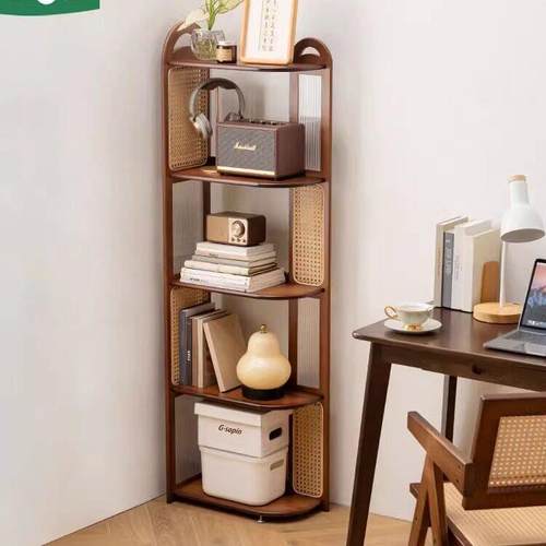 转角置物架客厅落地角柜墙角多层书架展示架子卧室靠墙实木收纳层