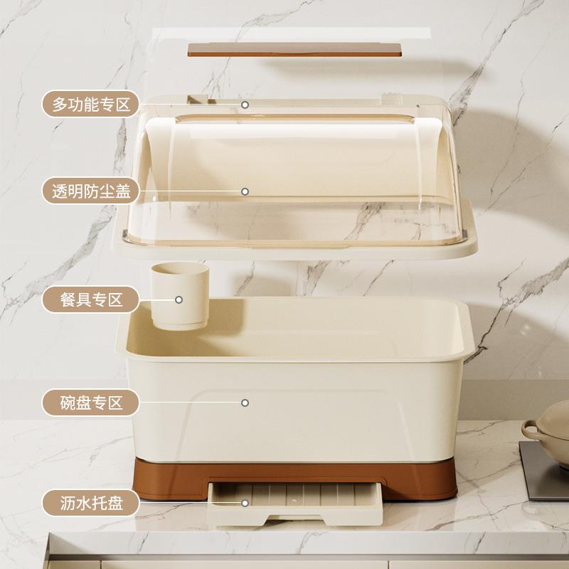 厨房沥水碗架餐具碗筷收纳盒多功能宿舍家用带盖子筷子碗盘置物架