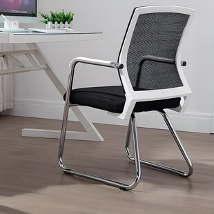 精选弓形办公椅子电脑椅家用书房靠背椅学生自习室凳职员会议椅麻
