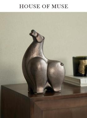 缪斯家马到功成覆古桌面摆件客厅书房办公室陶瓷艺术装饰品