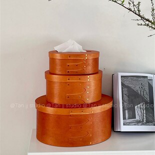 精选TJJ丨法式复古夏克盒手工木质收纳盒中古小众简约纸巾盒高级