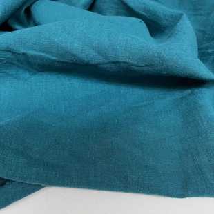 进口沙洗孔蓝加厚纯亚麻面料雨露亚麻面料褶皱春夏裤裙面料