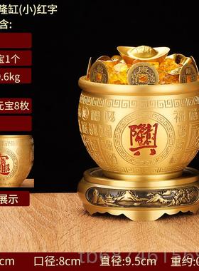 新款百福铜缸黄铜米缸钱件财源开业品存罐招礼聚家居客摆厅装饰聚