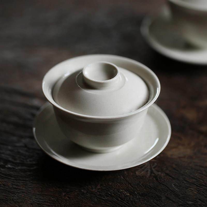景德镇手工陶瓷盖碗带碟防烫泡茶碗草木灰三才碗盖杯功夫茶具套装,餐饮具,盖碗,淘宝优惠券,粉丝福利购,淘宝优惠卷