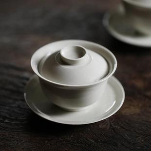 景德镇手工陶瓷盖碗带碟防烫泡茶碗草木灰三才碗盖杯功夫茶具套装