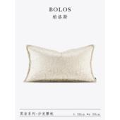 柏洛斯Gorgeous〖白石〗轻奢意式 理石纹绒布烫金沙发腰枕床上背靠