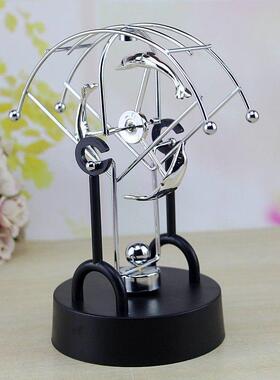 简约现代海豚造型金属永动仪 USB插电电磁摇摆器 桌面创意摆件