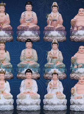 家用坐莲全足佛饰白色大理石观音菩萨三圣释迦牟尼佛坐天菩萨弥勒