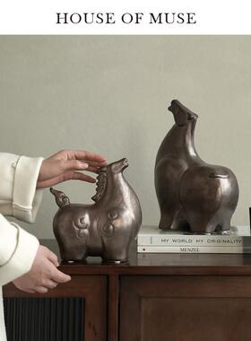 缪斯家 马到功成 覆古桌面摆件客厅书房办公室陶瓷艺术装饰品