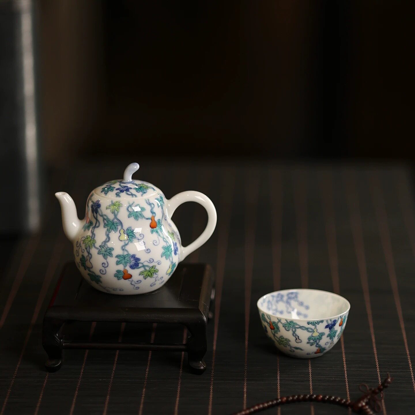 稀雀 | 福禄万代瓷壶 涂杏花 青花斗彩 主人杯 景德镇手工茶具