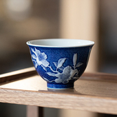 稀雀 初蓝舍非遗传人曾云飞出品 洒蓝堆白杜鹃花闻香杯