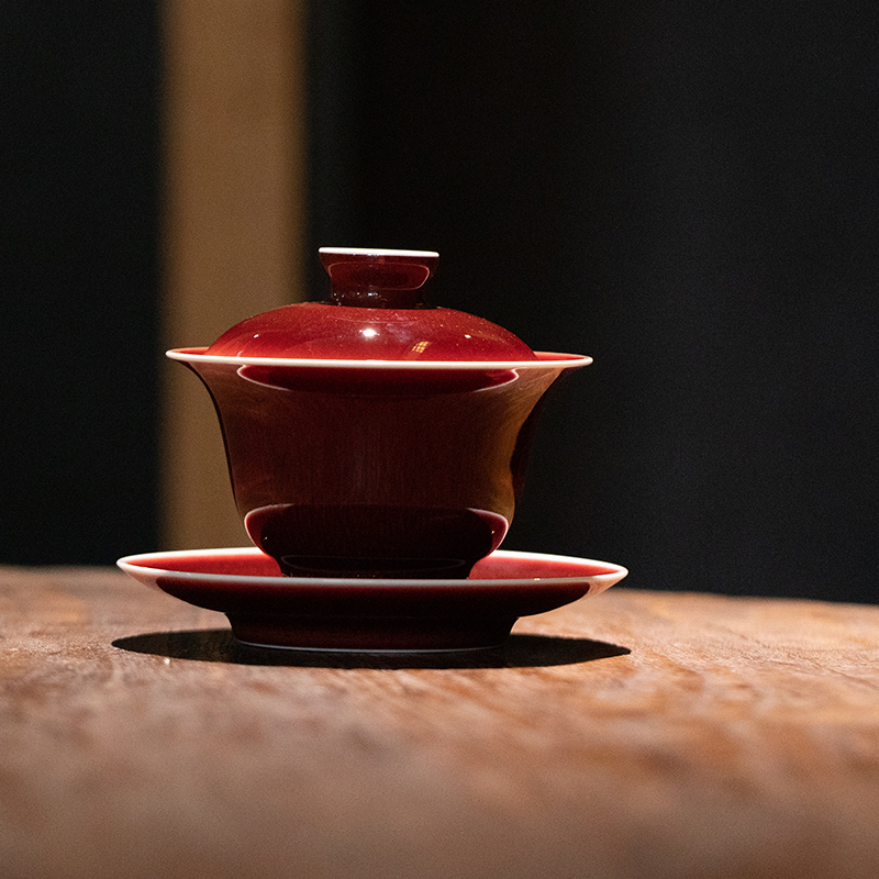 稀雀闰火堂 非遗传承人罗丹出品 郎红三才盖碗