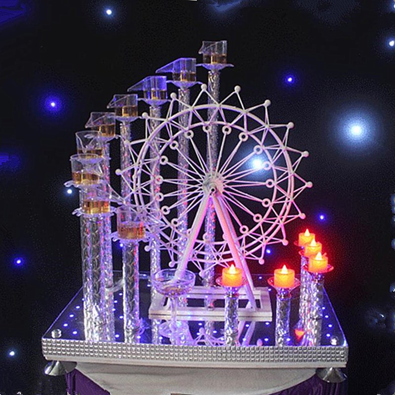 新款两用婚庆道具烛台香槟塔欧式婚礼双用摩天轮酒塔摆件婚庆道具