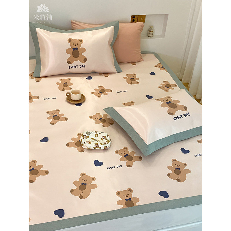 A类可爱儿童夏季冰丝凉席三件套可机洗折叠空调席子宝宝1.35/1.5m