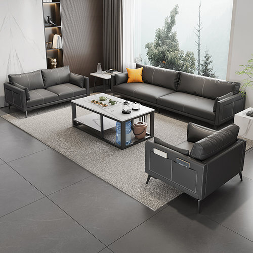 办公沙发简约茶几组合客厅商务接待休闲意式沙发会客室办公室沙发