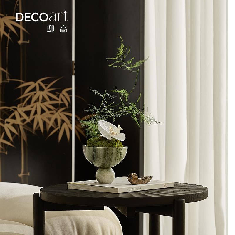 邸高售楼处样板房新中式软装高级感摆件洽谈桌面盆景青苔仿真苔藓