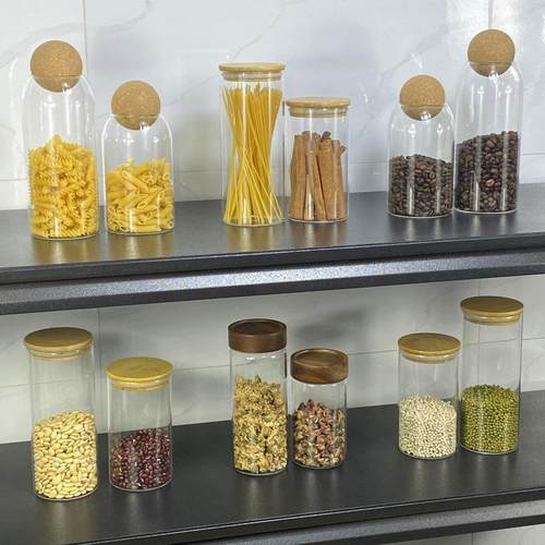 样板间厨房摆件收纳储物罐玻璃罐整体橱柜摆放装饰样板房软装搭配