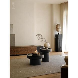 Polygonum木材/密封咖啡桌| Wabi-Sabi风格组合所有实木咖啡桌客