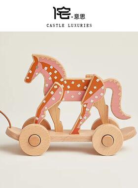 侘意思 Herm@s Deco绝版藏品小马木马装饰品轻奢豪宅样板间摆件