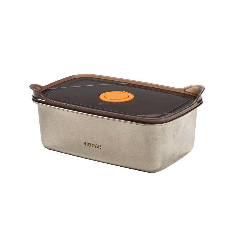 纯钛家用保鲜盒密封饭盒带盖水果便当盒长方形冰箱收纳大容量