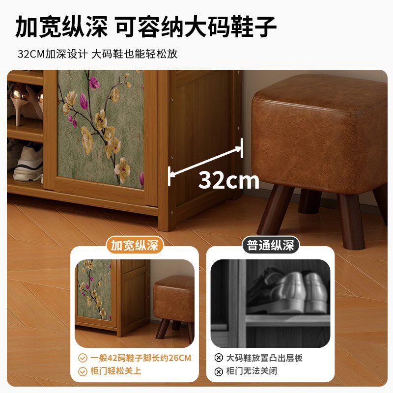 入户复古鞋柜家用k门口玄关多层大容量鞋子收纳柜非实木靠墙鞋架