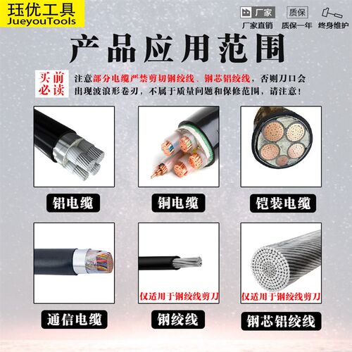 棘轮式电缆c剪J40J52J75XLJ齿轮铜铝铠装线缆钢绞线电线剪刀断线