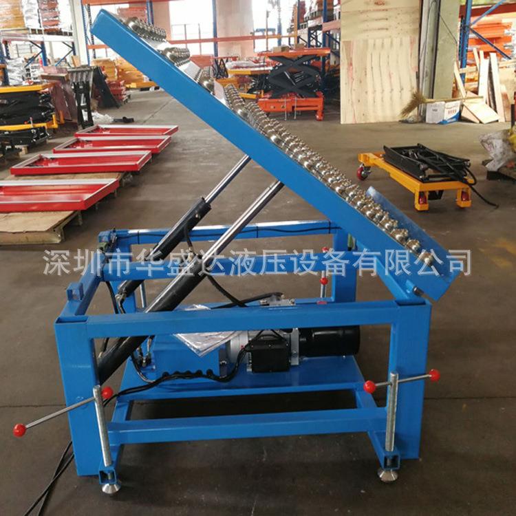 500kg台面可倾斜电动平台车带滚珠倾斜式电动升降车液压翻转车