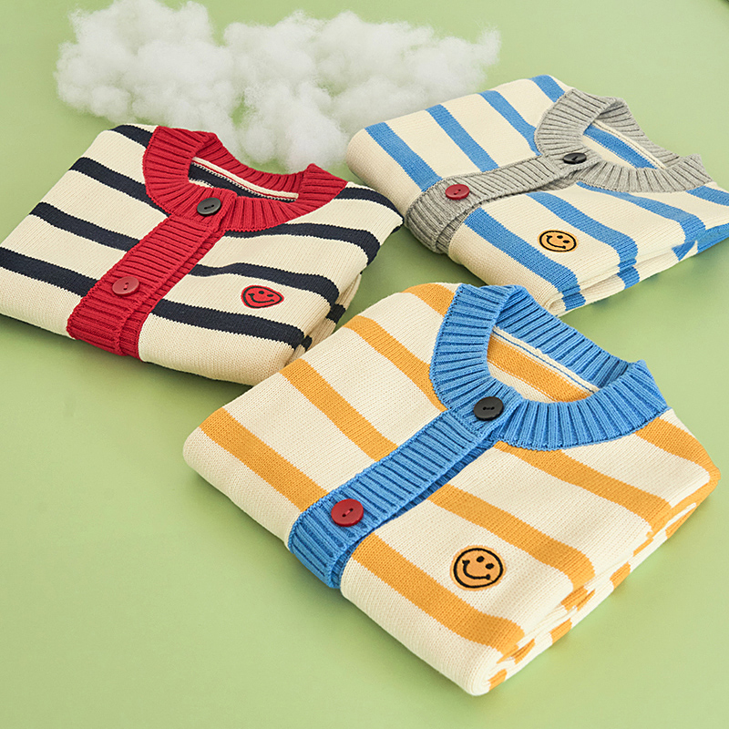 男女儿童b针织开衫薄款毛衣扣子纯棉毛线宝宝小学生校园男童春秋