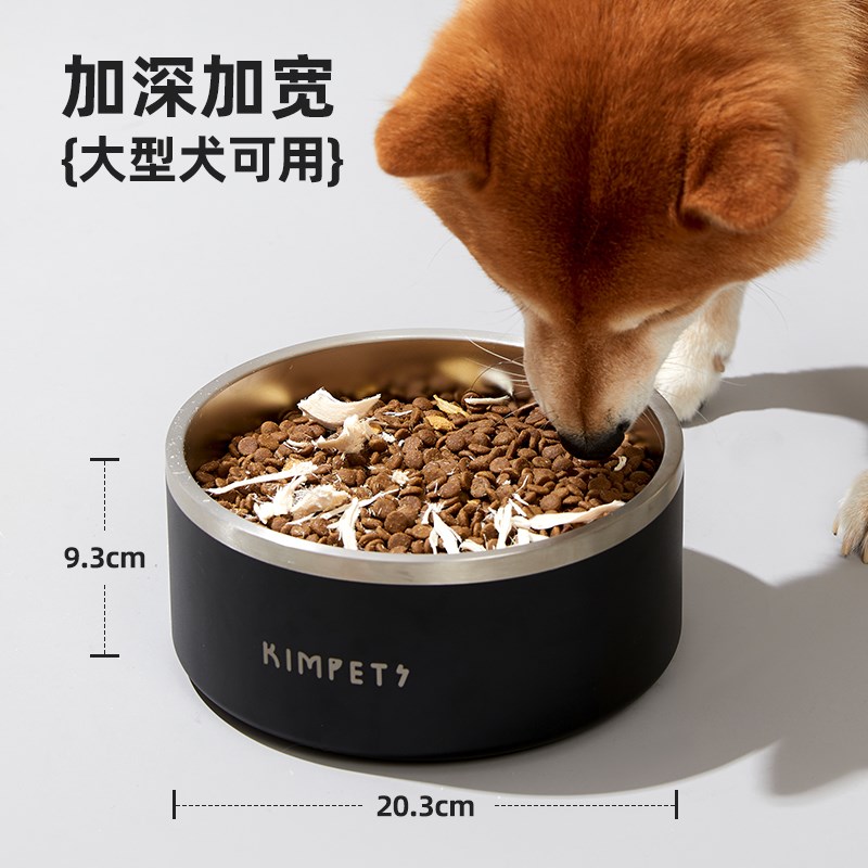 狗盆狗碗防打f翻狗食盆大号狗狗饭盆喝水碗宠物304不锈钢猫咪饭碗