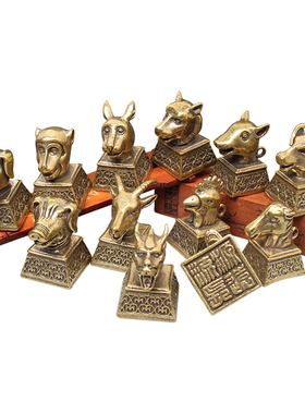 纯铜圆明园全套十二生肖兽首客厅红酒F柜架子摆饰中国风小摆件礼