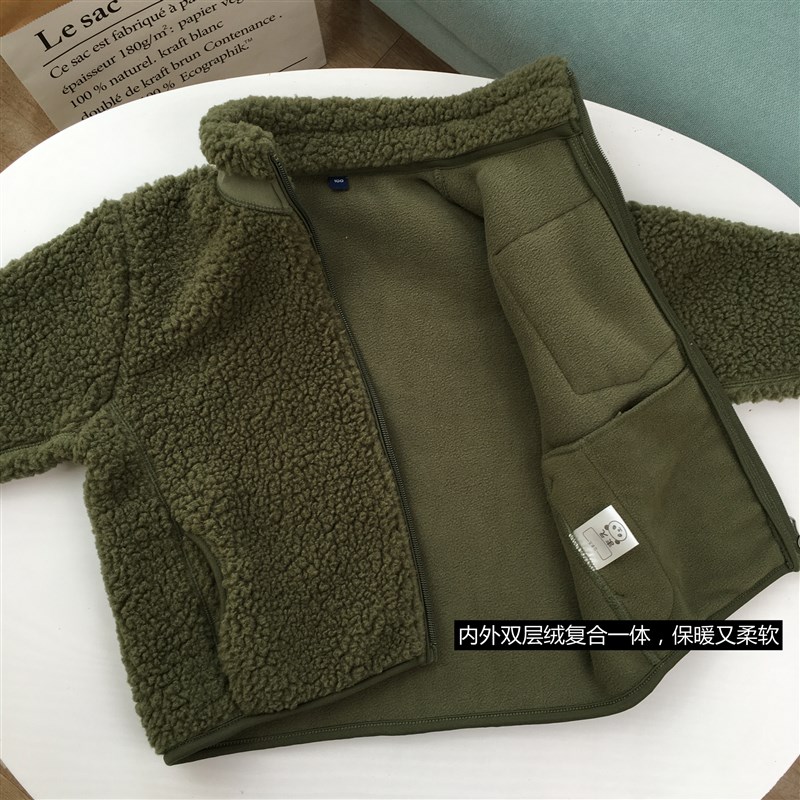 秋冬儿童a防风摇粒绒拉炼外套男女童保暖抓绒上衣加厚加绒茄克立