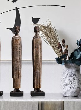 非洲部落女艺术人像摆件复古怀旧风格客厅电视柜R酒柜书房桌面摆