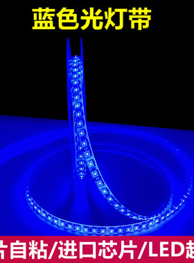 12VLED灯带蓝色灯带24V蓝光灯条2G20V家装高亮超薄贴片低压自粘