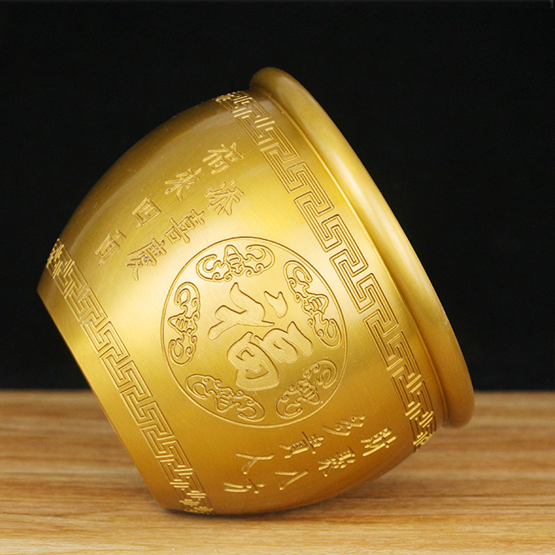 黄铜米缸招财进宝铜缸聚宝盆摆件B聚财存钱罐铜水缸福字缸家居客