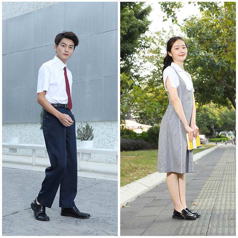 深圳市统一标准校服中学生礼服夏季D女连衣裙男衬衫西裤领带学院