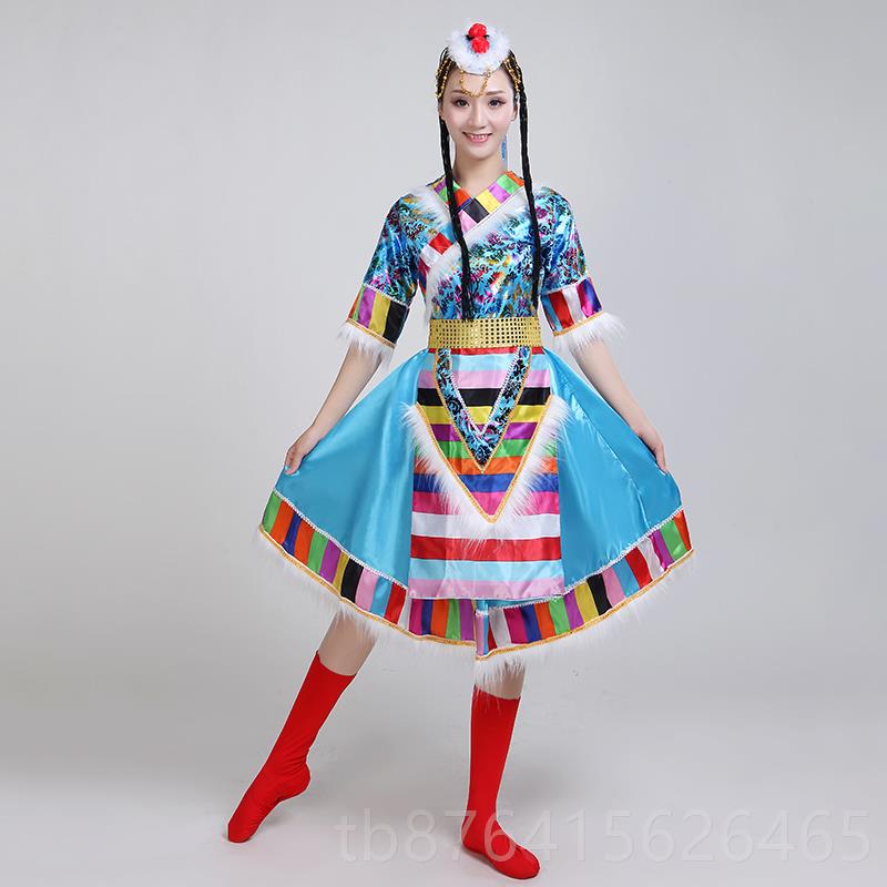 正品蹈新款藏族舞蹈演出服女少 蒙古舞服装数装民族表演服装 藏族