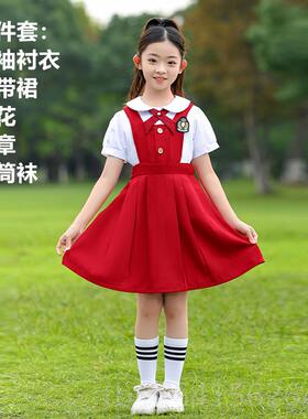 正品一六儿童持节演出服小学生幼儿园院风学红色大合唱朗诵主表演
