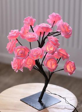 正品LEDS小夜灯卧室房间树装饰布置彩灯灯串灯UB氛围灯台灯玫瑰花