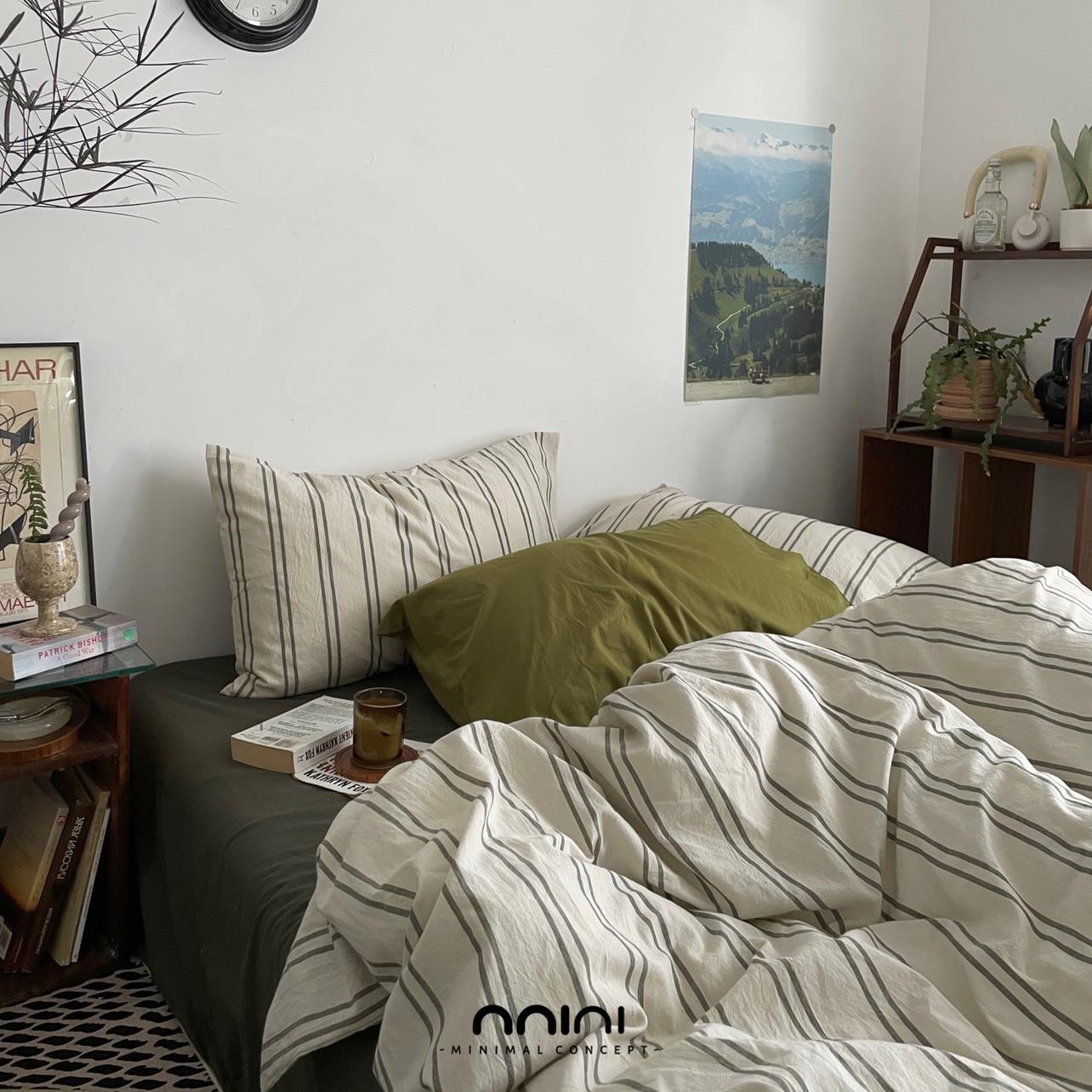 Minimal concept【冷欲茶香】ins混搭中古水洗棉全棉三件/四件套