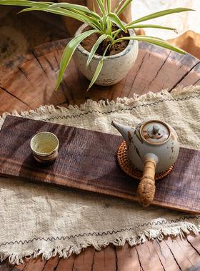 掬涵实木茶盘家用茶台干泡茶托日式托盘功夫茶具复古水果蛋糕盘
