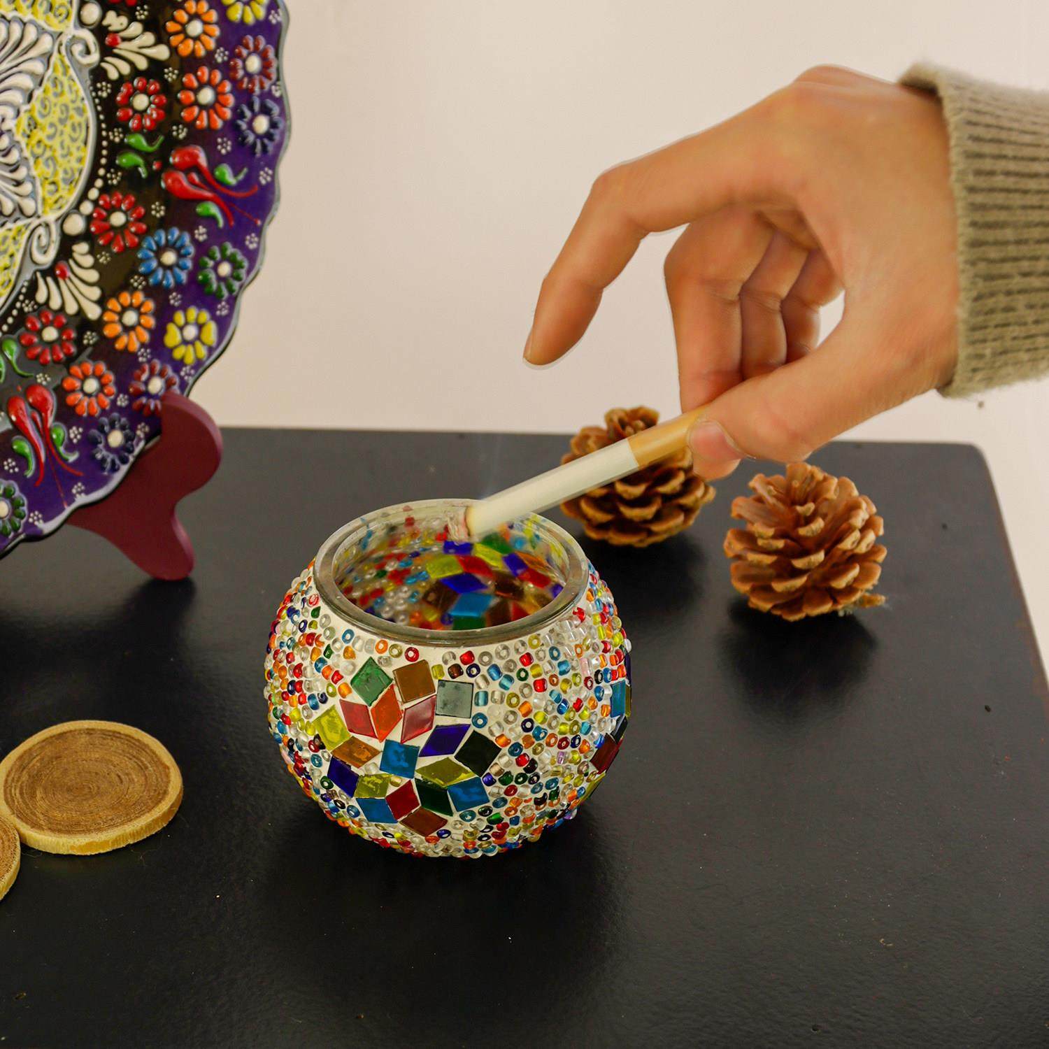 手工菸灰缸卧室客厅波西米亚复古民宿酒店餐桌香薰收纳罐装饰摆饰,家居饰品,桌面摆件,淘宝优惠券,粉丝福利购,淘宝优惠卷