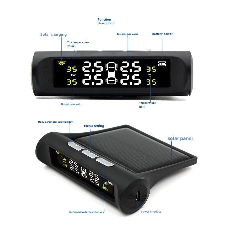 汽车太阳能无线胎压监测系统内置 TPMS外置汽车轮温度胎压检测仪