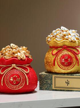 中式八方来财聚宝盆创意摆件客厅玄关博古架乔迁新居装饰招财进宝