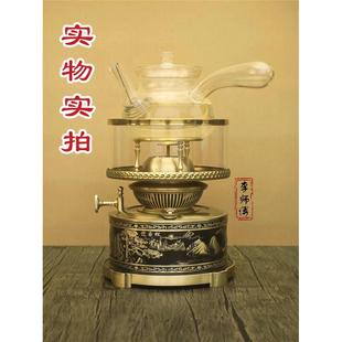 新款 黄铜煮茶灯潮汕工夫茶具烧水煮茶炉 纯铜迎客松空气灯复古老式