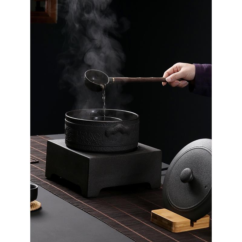 煮茶壶黑茶火山石煮茶器茶炉陶瓷带盖子功夫茶具炉茶煮茶碗干泡碗