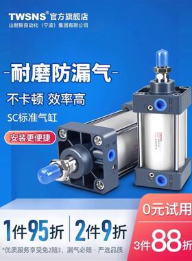 TWSNS台气山耐斯气动大推力标准SC气缸经25/32/50/75/100/125/150